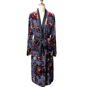 Zara Velvet Burnout Kimono Dress Medium